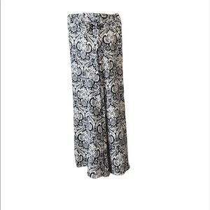 Truth NYC pretty blue and white palazzo pants lined  to upper thigh flowy EUC